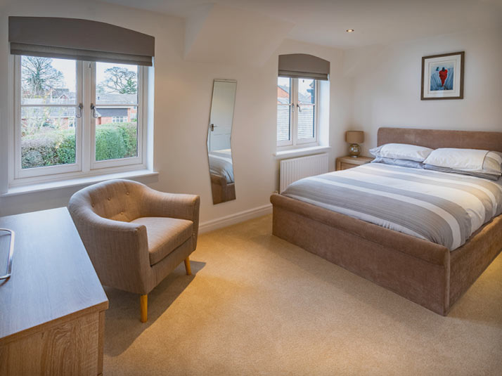 Internal view of casement windows in the bedroom