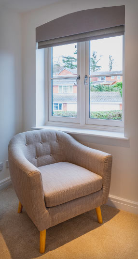 Internal view of casement windows in the bedroom